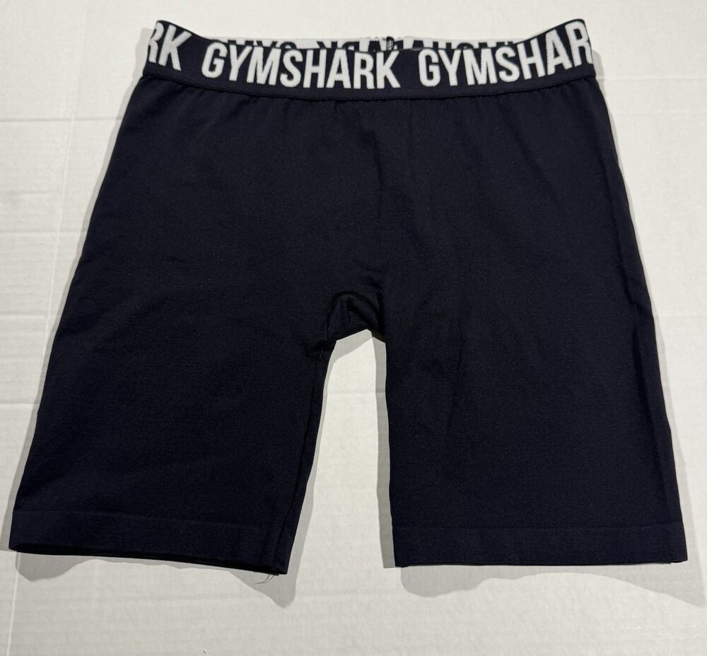 Gymshark Women's Black Biker Shorts Logo Waist Pull-On 8" Inseam Size S